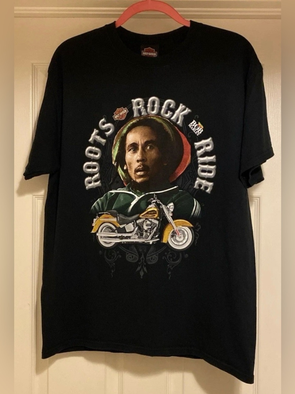 Harley-Davidson Shirt Roots Rock Ride Jamaica Bob Marley Tee Biker Sz L